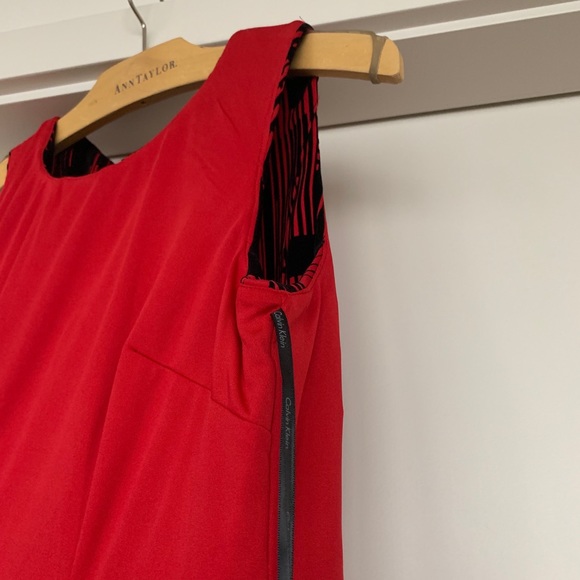 Calvin Klein Fit & Flare Velvet Scuba Dress, Red - Picture 11 of 14